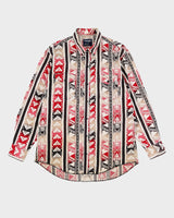 Vintage 80s Wrangler Red / White / Black Patterned Western Shirt - XL