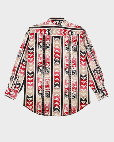 Vintage 80s Wrangler Red / White / Black Patterned Western Shirt - XL