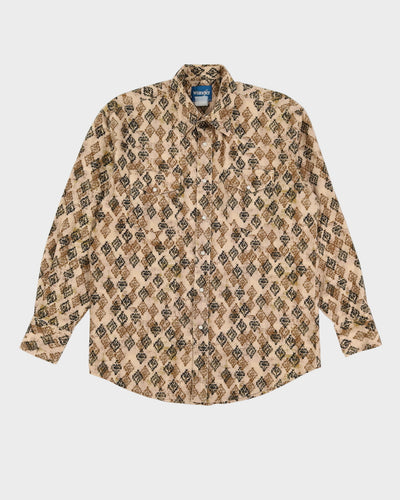 Vintage 90s Wrangler Beige / Green Patterned Western Shirt - XL