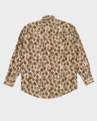 Vintage 90s Wrangler Beige / Green Patterned Western Shirt - XL