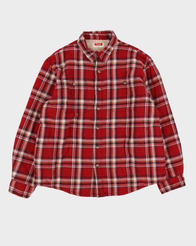 Wrangler Fleece Lined Red Checked Flannel Shirt - XL