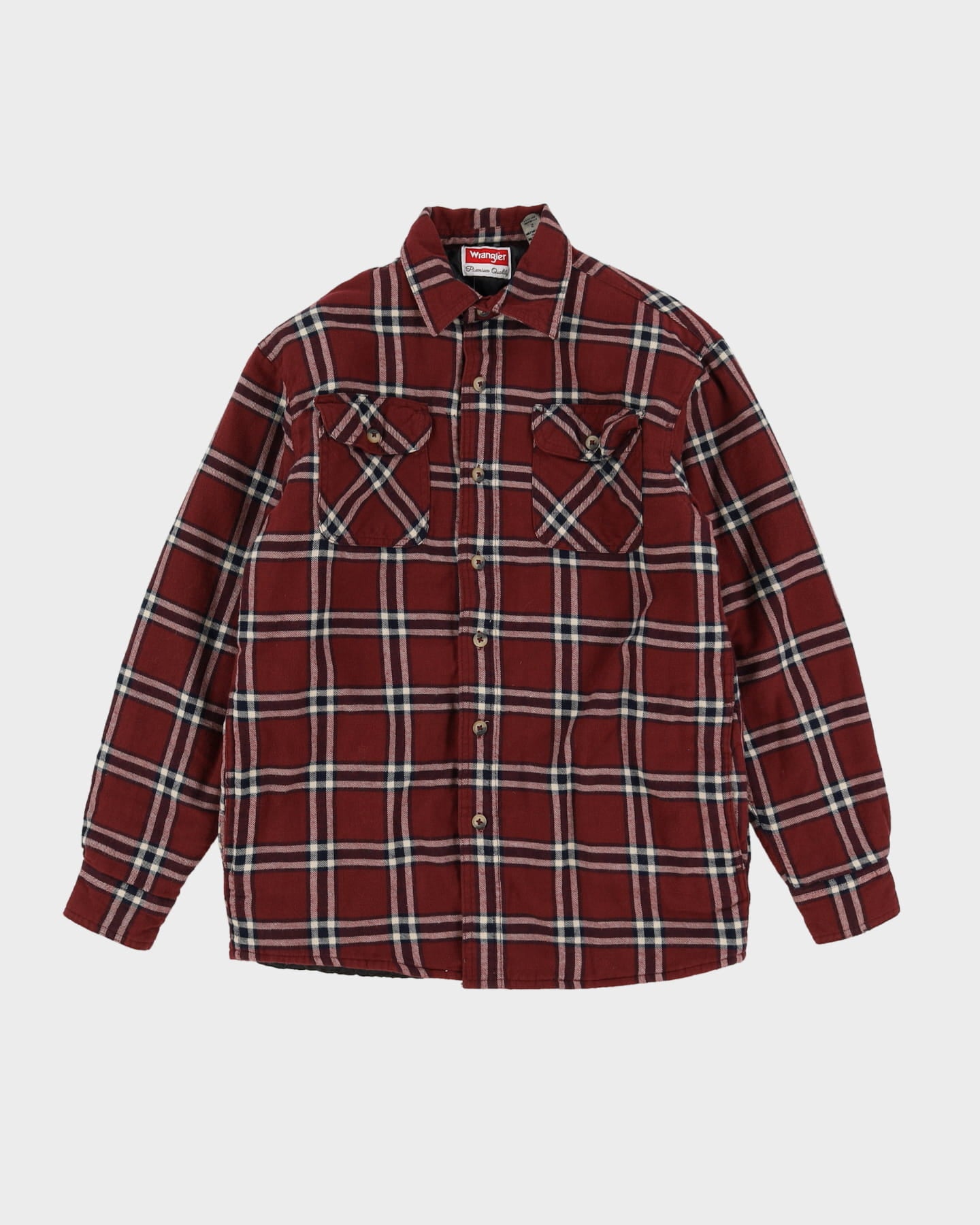 Wrangler Burgundy Checked Padded Flannel Shirt - S
