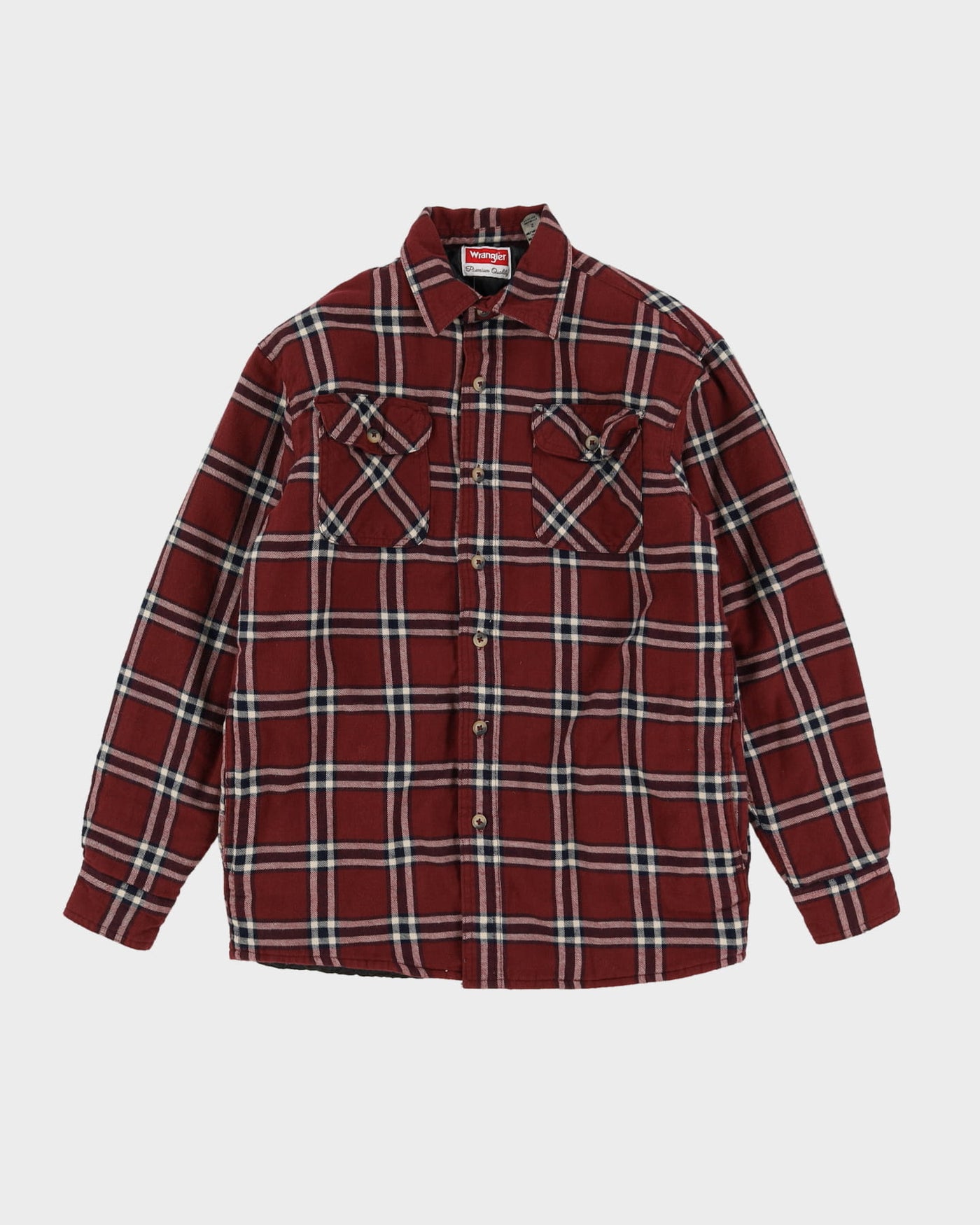 Wrangler Burgundy Checked Padded Flannel Shirt - S