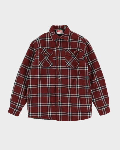 Wrangler Burgundy Checked Padded Flannel Shirt - S
