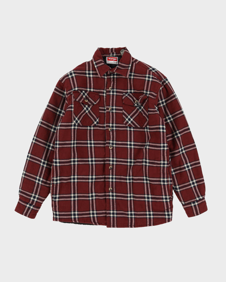 Wrangler Burgundy Checked Padded Flannel Shirt - S