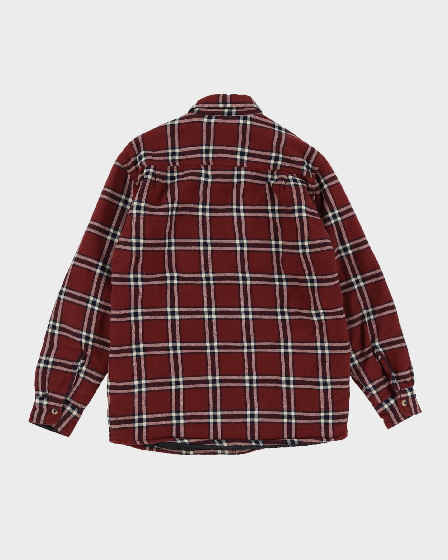 Wrangler Burgundy Checked Padded Flannel Shirt - S