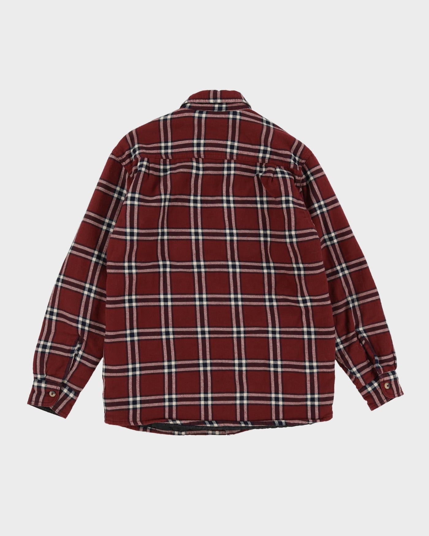 Wrangler Burgundy Checked Padded Flannel Shirt - S