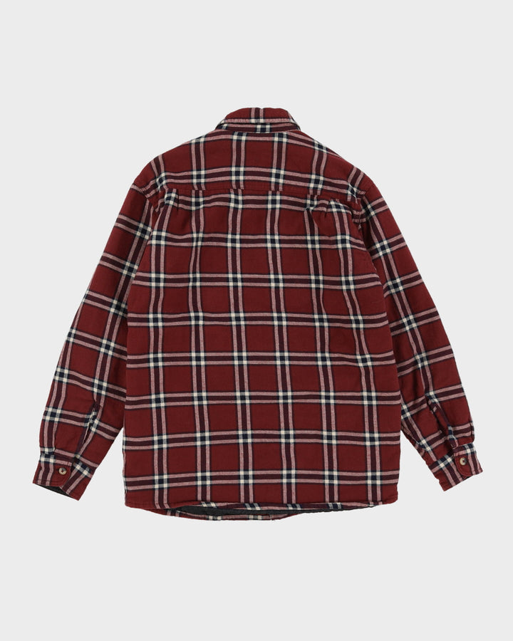 Wrangler Burgundy Checked Padded Flannel Shirt - S