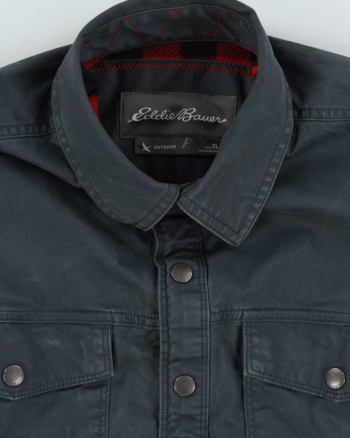 Eddie Bauer Flannel Lined Grey Work Shirt - L