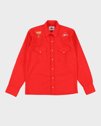 80s MWG Red Western Style Button Up Shirt - S / M