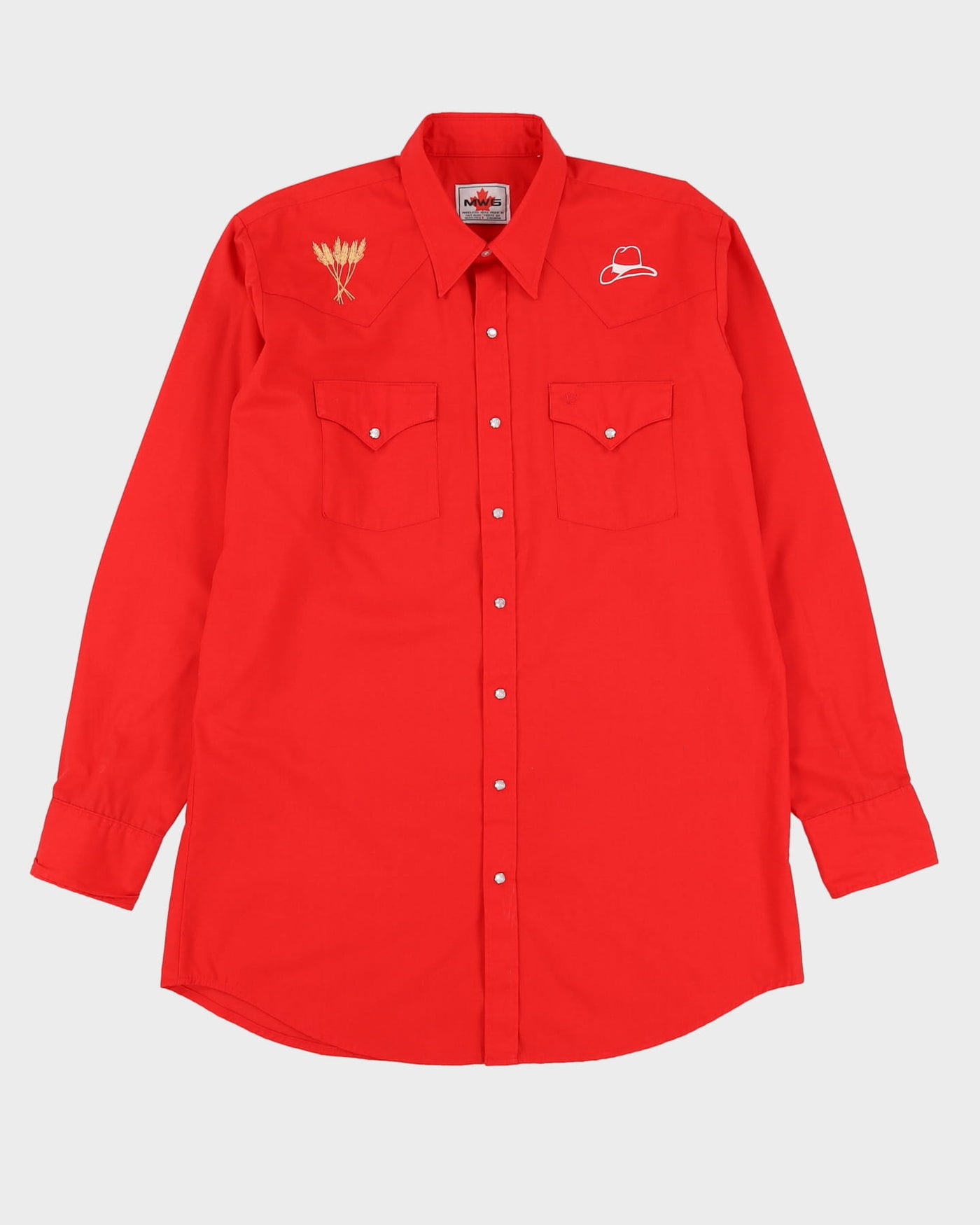 80s MWG Red Western Style Button Up Shirt - XXL