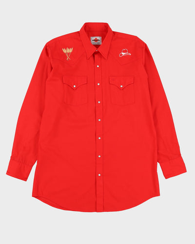 80s MWG Red Western Style Button Up Shirt - XXL