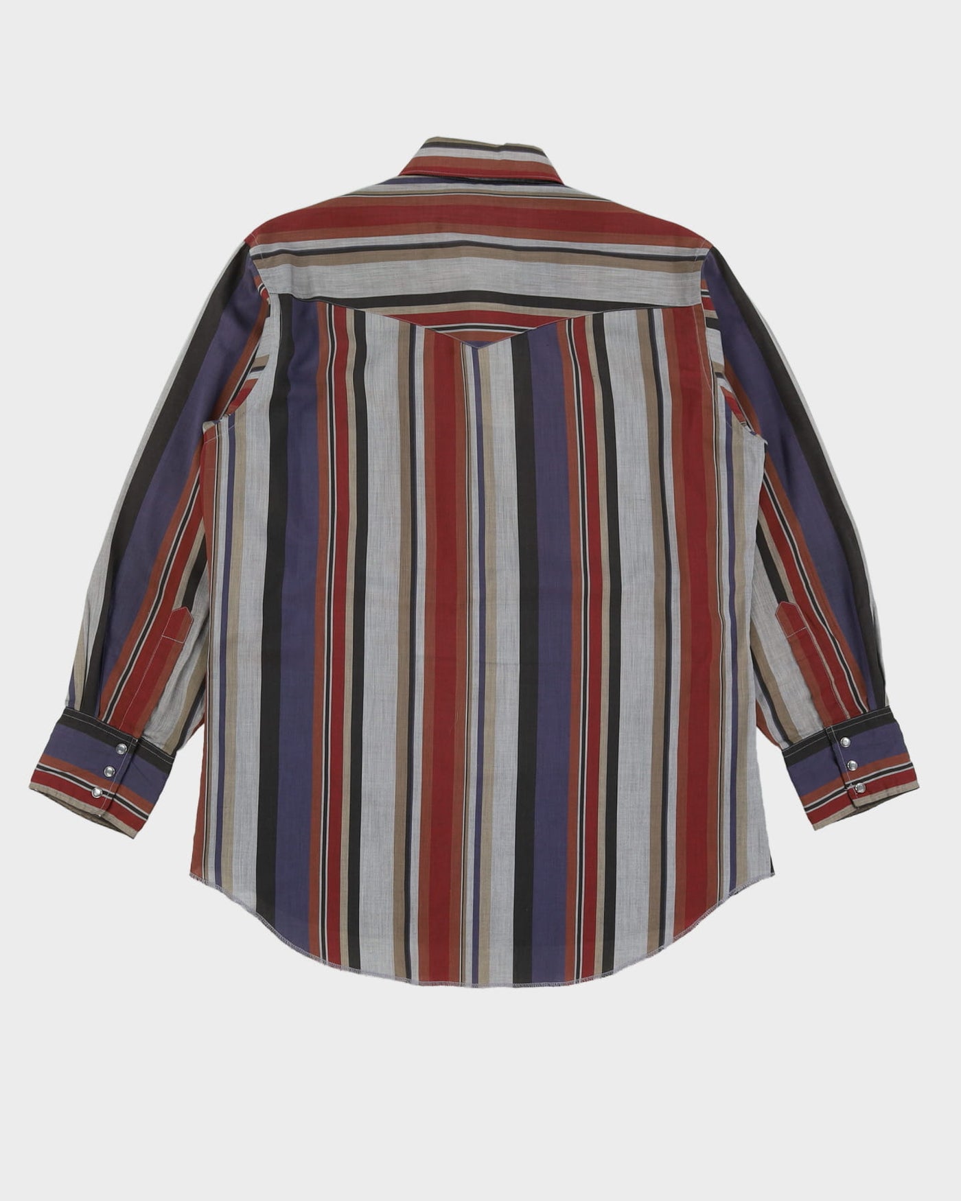 90s Rustler Grey / Burgundy / Navy Western Style Patterned Button Up Shirt - L