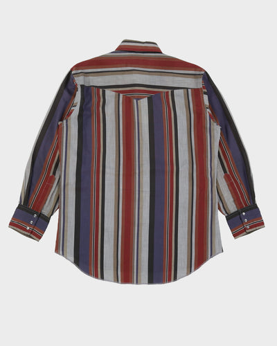 90s Rustler Grey / Burgundy / Navy Western Style Patterned Button Up Shirt - L