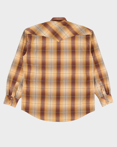 90s Stetson Yellow / Brown Western Style Patterned Button Up Shirt - L / XL
