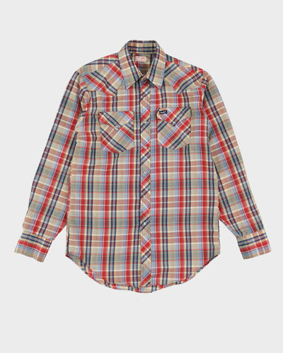 80s GWG Red / Blue / Beige Western Style Patterned Button Up Shirt - M / L