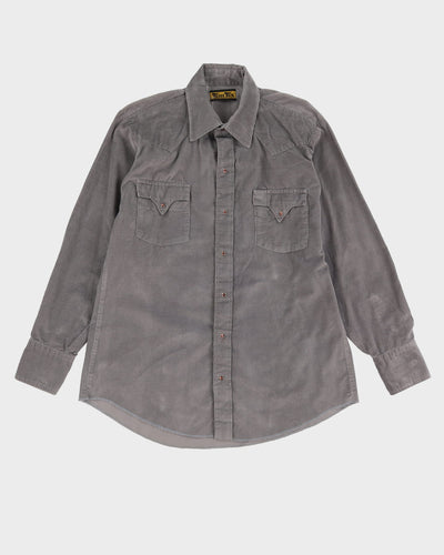 90s Tem Tex Grey Western Style Button Up Cord Shirt - L