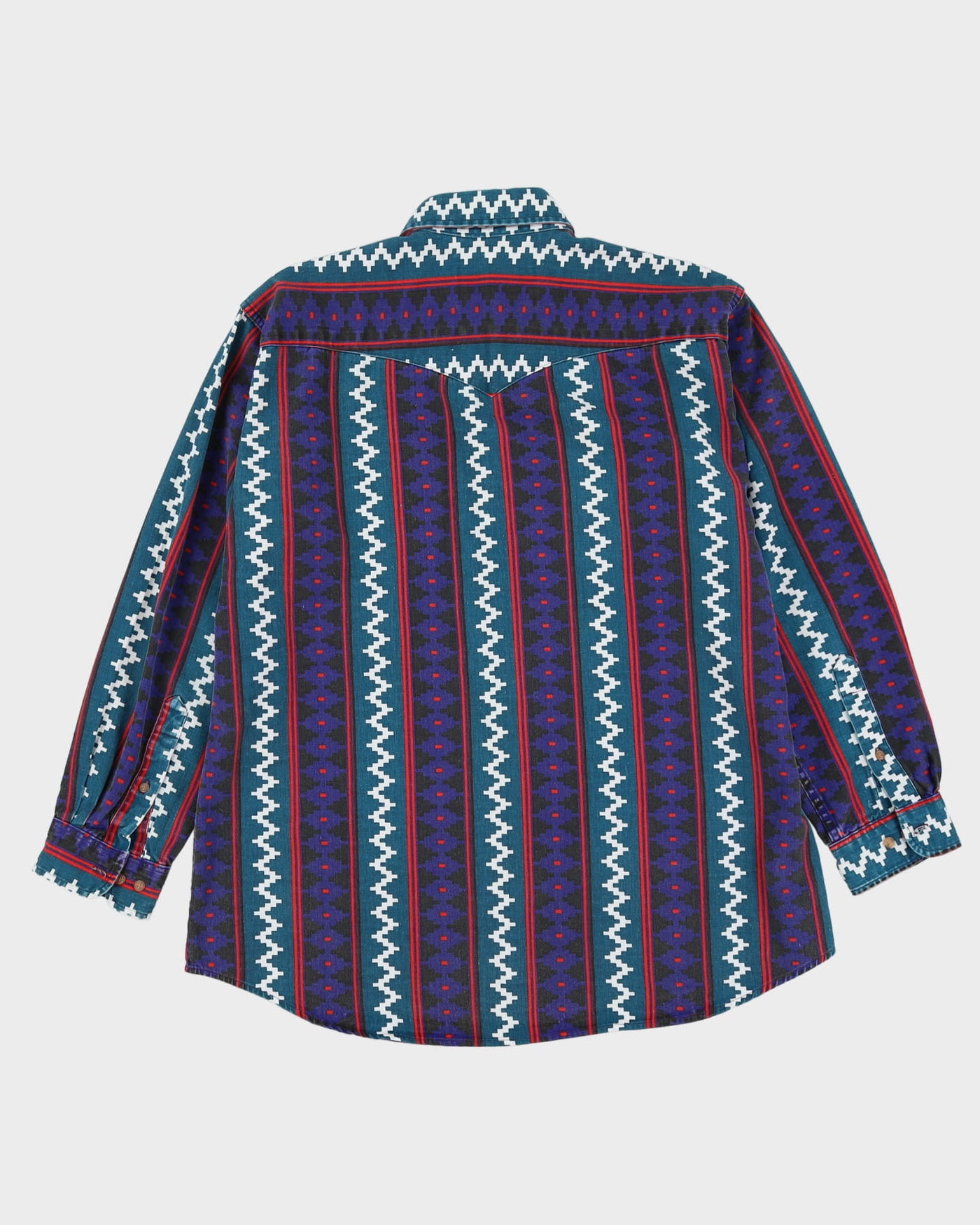 Vintage 90s MWG Purple / Green / Black Patterned Western Style Shirt