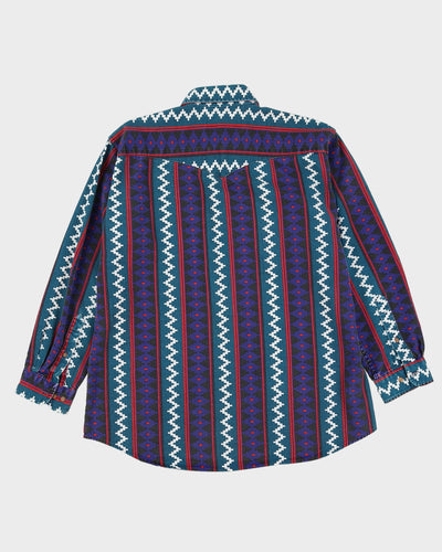 Vintage 90s MWG Purple / Green / Black Patterned Western Style Shirt