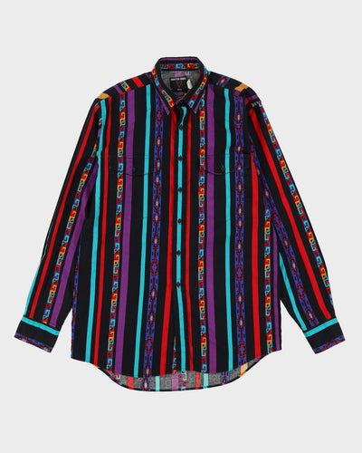 Vintage 80s Frontier Series Purple / Red / Black Patterned Western Style Shirt - L