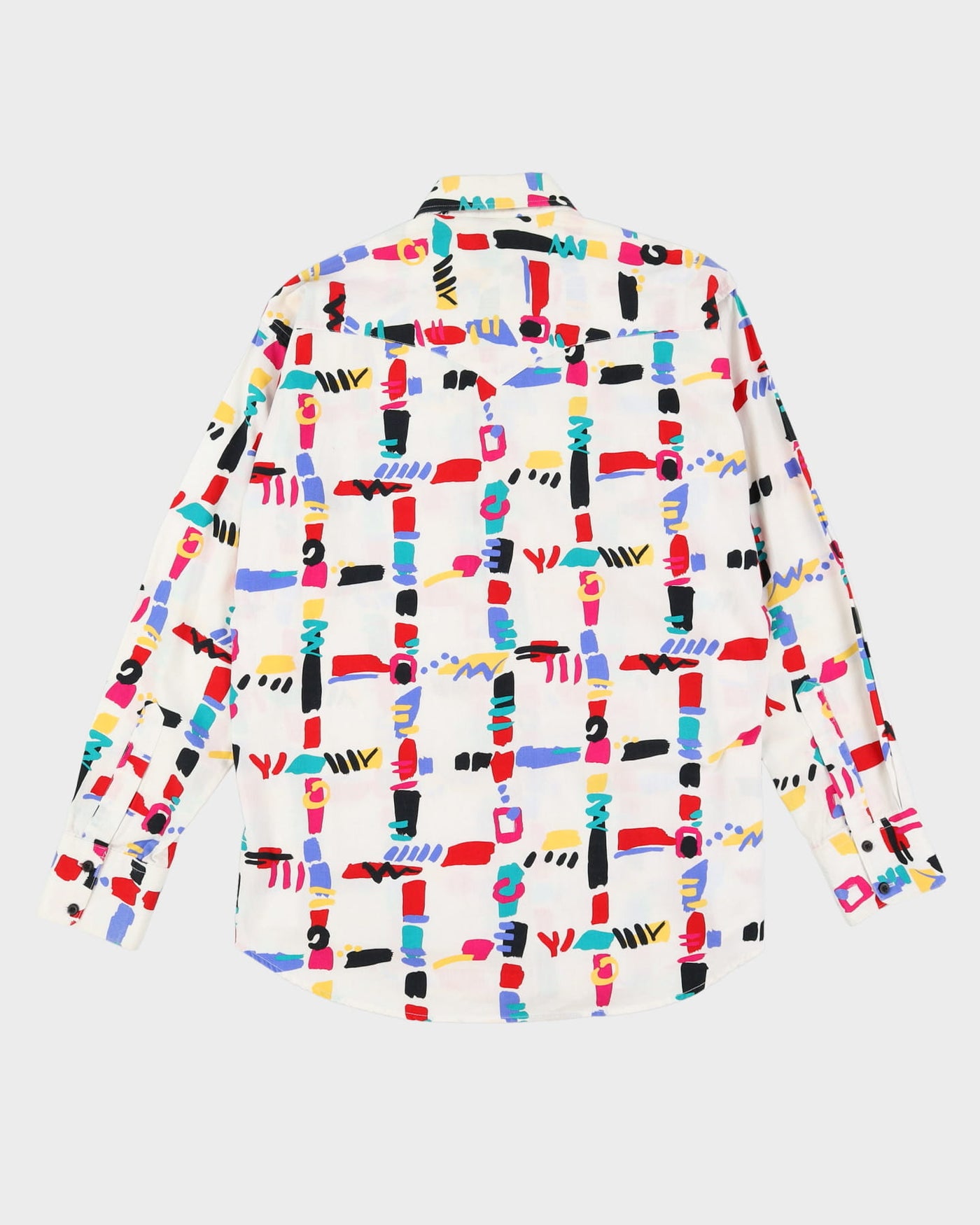 Vintage 90s Silver Canyon White / Multi Coloured Patterned Western Style Shirt - L