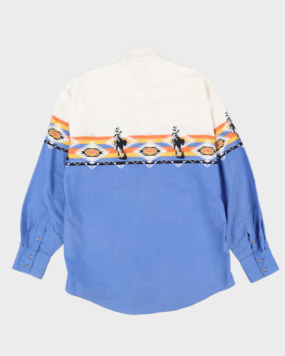 90s Roper Blue / White Cowboy Patterned Western Style Shirt - L