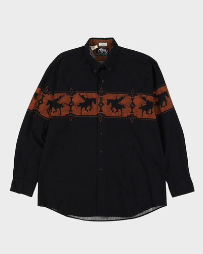 90s Roper Black / Brown Patterned Western Style Shirt - XL