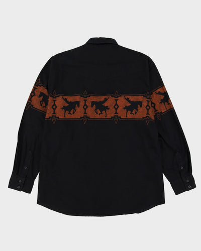 90s Roper Black / Brown Patterned Western Style Shirt - XL