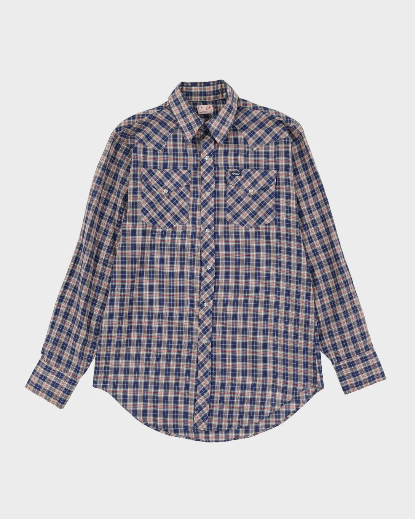 80s GWG Blue / Red Check Patterned Western Style Shirt - M