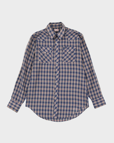 80s GWG Blue / Red Check Patterned Western Style Shirt - M