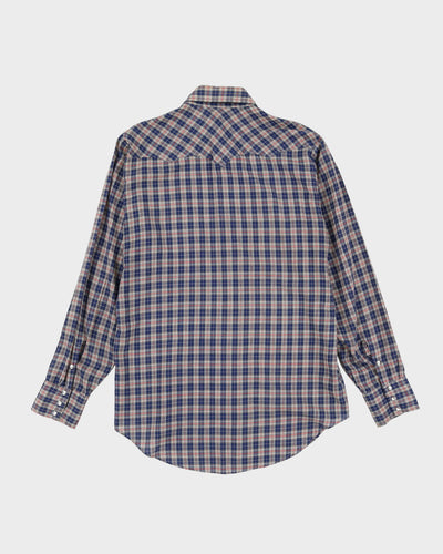 80s GWG Blue / Red Check Patterned Western Style Shirt - M