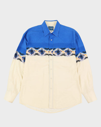 90s Wrangler Blue / White Western Style Shirt - XL