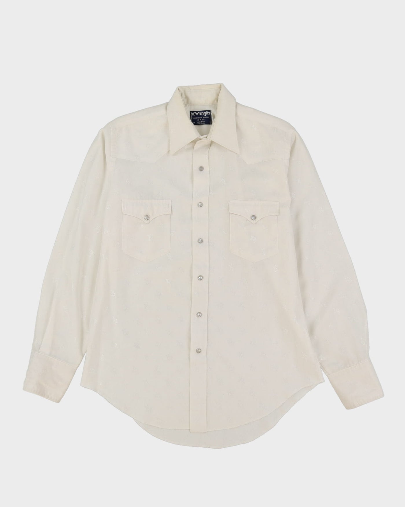 80s Wrangler White Patterned Western Style Shirt - L