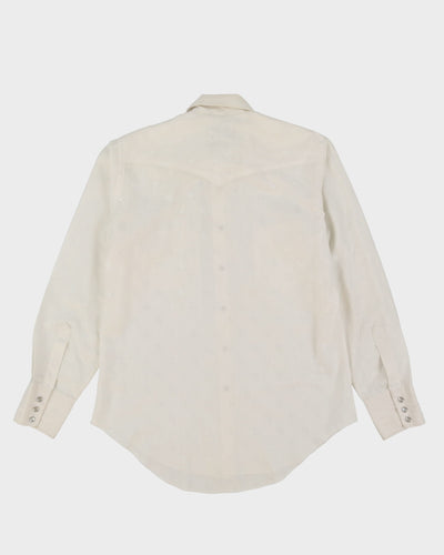 80s Wrangler White Patterned Western Style Shirt - L