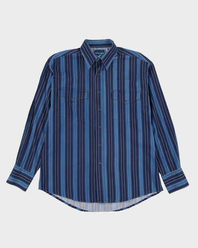 90s Wrangler Blue / Navy Western Style Shirt - L