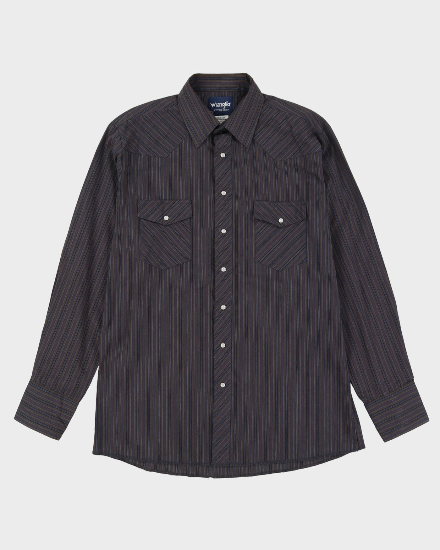 90s Wrangler Dark Grey Striped Western Style Shirt - L