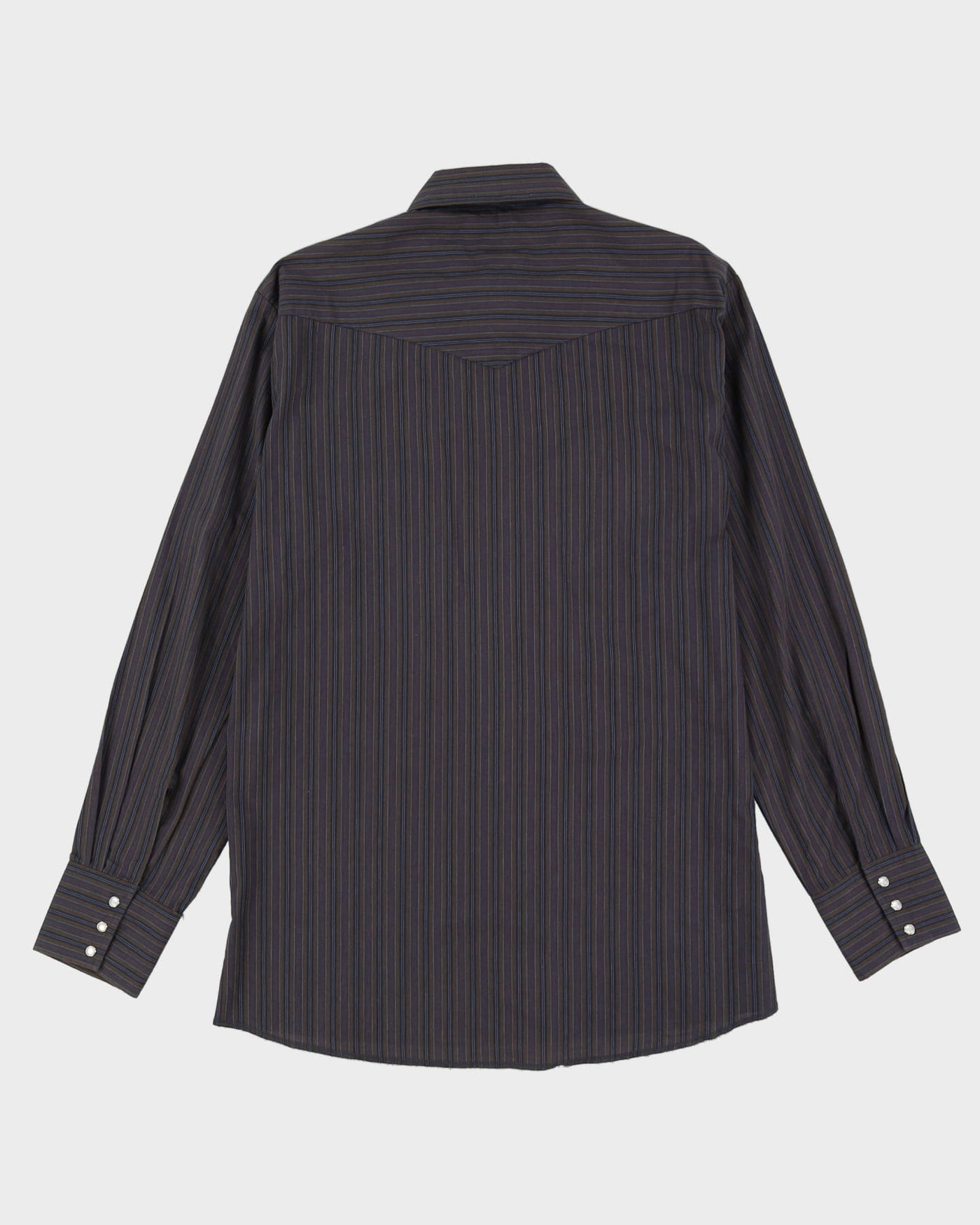 90s Wrangler Dark Grey Striped Western Style Shirt - L