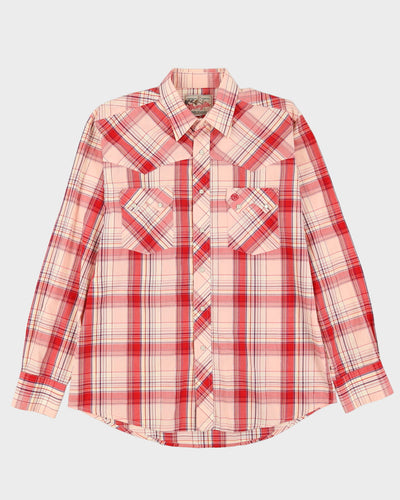90s Wrangler Red Check Western Style Shirt - L
