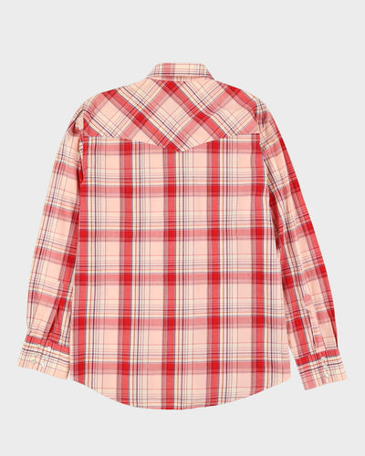 90s Wrangler Red Check Western Style Shirt - L