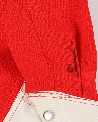 70s Red / White Floral Embroidered Western Style Shirt - L