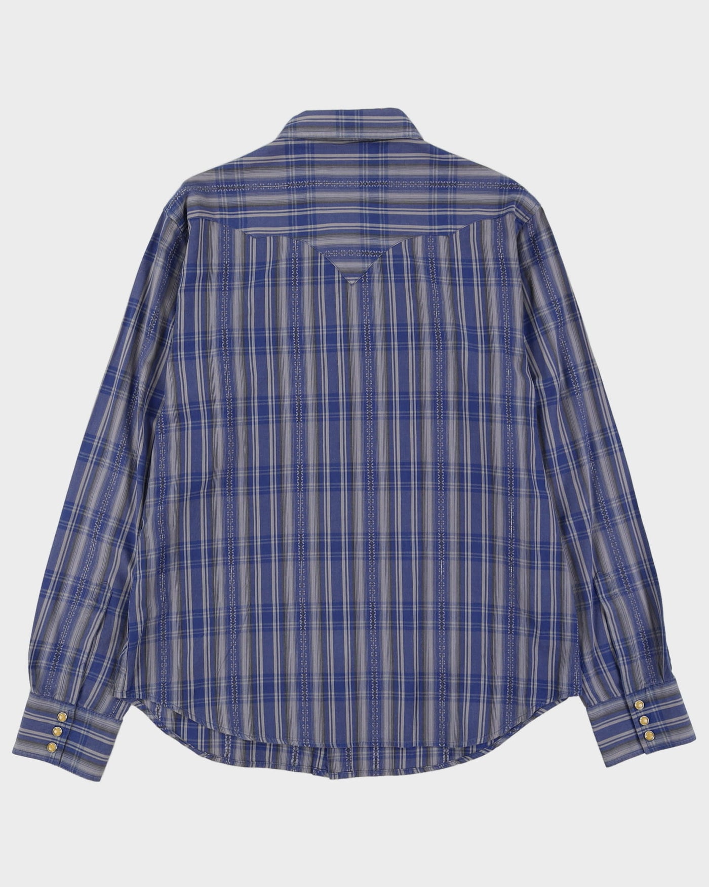 90s Levi's Blue Check Patterned Western Style Shirt - L