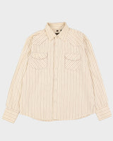 90s PX Cream / Brown Stripe Patterned Western Style Shirt - L