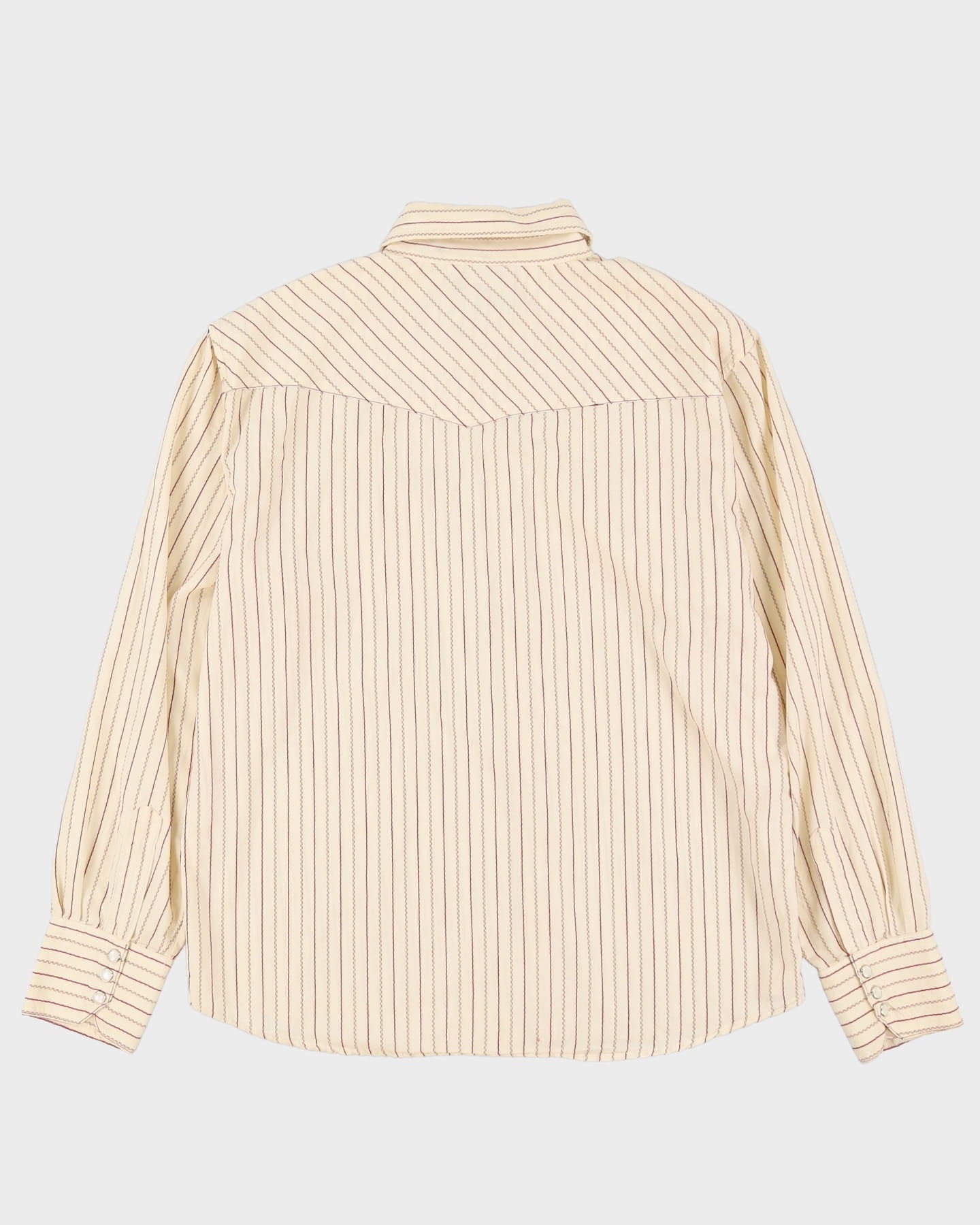 90s PX Cream / Brown Stripe Patterned Western Style Shirt - L