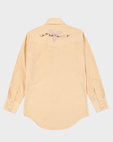 80s Bar-B Embroidered Dark Beige Western Style Shirt - S / M