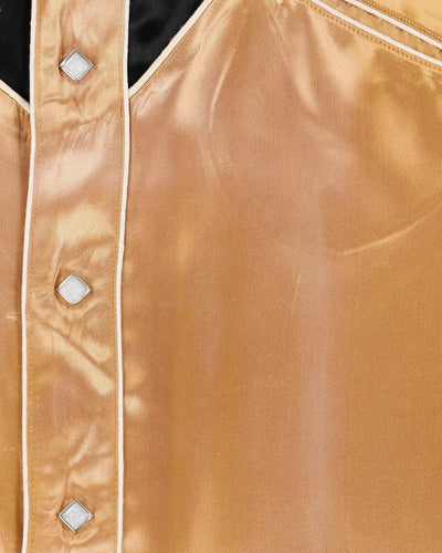 70s Squaredance Designs Gold / Black Embroidered Western Style Shirt - L