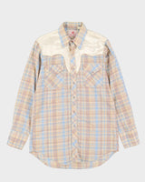 80s MWG Blue / Yellow Check Western Style Shirt - M
