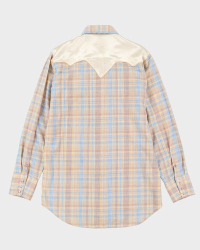 80s MWG Blue / Yellow Check Western Style Shirt - M