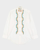 80s Neil Allyn White Patterned Western Style Shirt - M