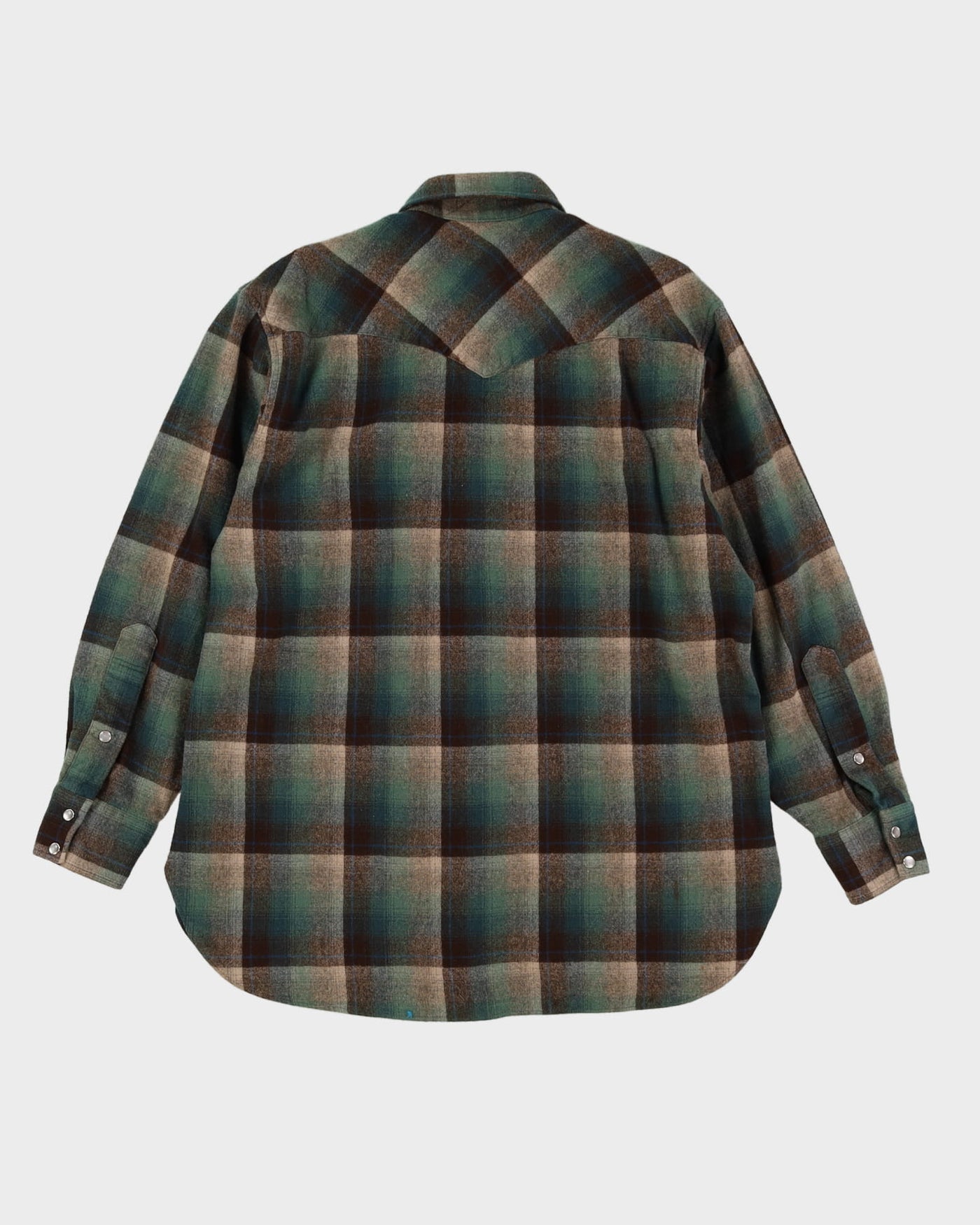 80s Pendleton Green / Brown Check Pattern Flannel Shirt - XL