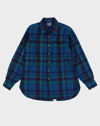 80s Pendleton Green / Blue Check Pattern Flannel Shirt - L